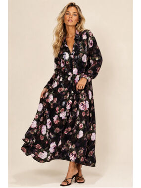Vintage D. Frank Floral Button Front Shirt Dress Quiet Luxury Romantic Wallpaper